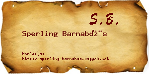 Sperling Barnabás névjegykártya